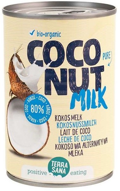 COCONUT MILK - NAPÓJ KOKOSOWY BEZ GUMY GUAR (22 % TŁUSZCZU) BIO 400 ml - TERRASANA TERRASANA (kremy, makarony, sosy sojowe, inne)