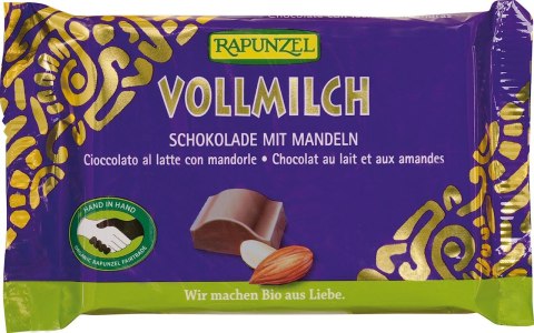 CZEKOLADA MLECZNA Z MIGDAŁAMI BIO 100 g - RAPUNZEL RAPUNZEL (kremy orzechowe, ketchupy, czekolady)