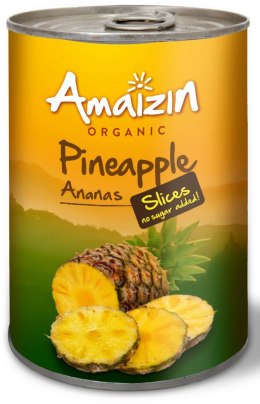ANANAS PLASTRY W SOKU WŁASNYM BIO 400 g (225 g) - AMAIZIN AMAIZIN (napoje kokosowe, tortilla, chipsy, inne)