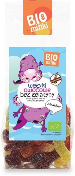 WĘŻYKI OWOCOWE BEZ ŻELATYNY BEZGLUTENOWE BIO 100 g - BIOMINKI BIOMINKI (przekąski dla dzieci, kaszki)