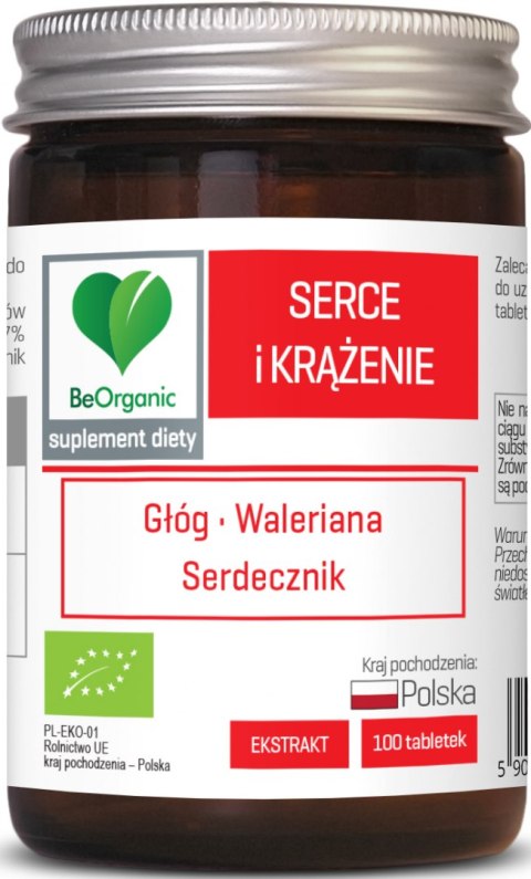 TABLETKI WSPOMAGAJĄCE SERCE I KRĄŻENIE (GŁÓG, WALERIANA, SERDECZNIK) BIO 100 szt. - BE ORGANIC BE ORGANIC (suplementy diety) TABLETKI WSPOMAGAJĄCE SERCE I KRĄŻENIE (GŁÓG, WALERIANA, SERDECZNIK) BIO 100 szt. - BE ORGANIC BE ORGANIC (suplementy diety)