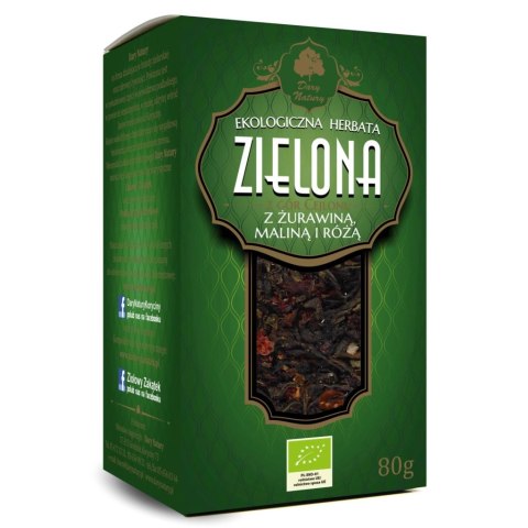 HERBATA ZIELONA Z ŻURAWINĄ, MALINĄ I RÓŻĄ LIŚCIASTA BIO 80 g - DARY NATURY DARY NATURY - herbatki HERBATA ZIELONA Z ŻURAWINĄ, MALINĄ I RÓŻĄ LIŚCIASTA BIO 80 g - DARY NATURY DARY NATURY - herbatki