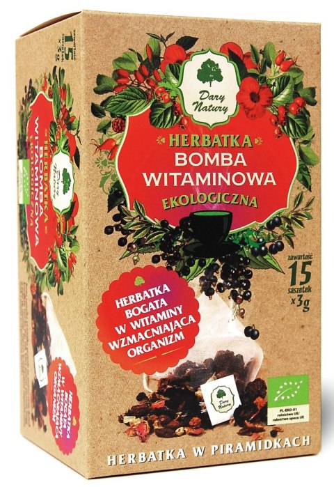 HERBATKA BOMBA WITAMINOWA PIRAMIDKI BIO (15 x 3 g) 45 g - DARY NATURY DARY NATURY - herbatki HERBATKA BOMBA WITAMINOWA PIRAMIDKI BIO (15 x 3 g) 45 g - DARY NATURY DARY NATURY - herbatki