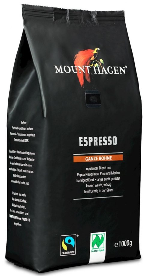 KAWA ZIARNISTA ARABICA 100 % ESPRESSO FAIR TRADE BIO 1 kg - MOUNT HAGEN MOUNT HAGEN (kawy) KAWA ZIARNISTA ARABICA 100 % ESPRESSO FAIR TRADE BIO 1 kg - MOUNT HAGEN MOUNT HAGEN (kawy)