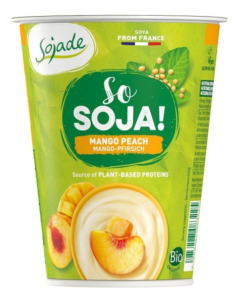 DESER SOJOWY MANGO - BRZOSKWINIA BEZGLUTENOWY BIO 400 g - SOJADE SOJADE (prod. sojowe bifidus, desery ryż. i soj.)