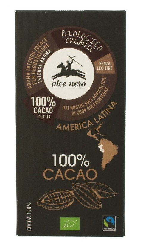 TABLICZKA GORZKA 100 % KAKAO BIO 50 g - ALCE NERO ALCE NERO (włoskie produkty) TABLICZKA GORZKA 100 % KAKAO BIO 50 g - ALCE NERO ALCE NERO (włoskie produkty)