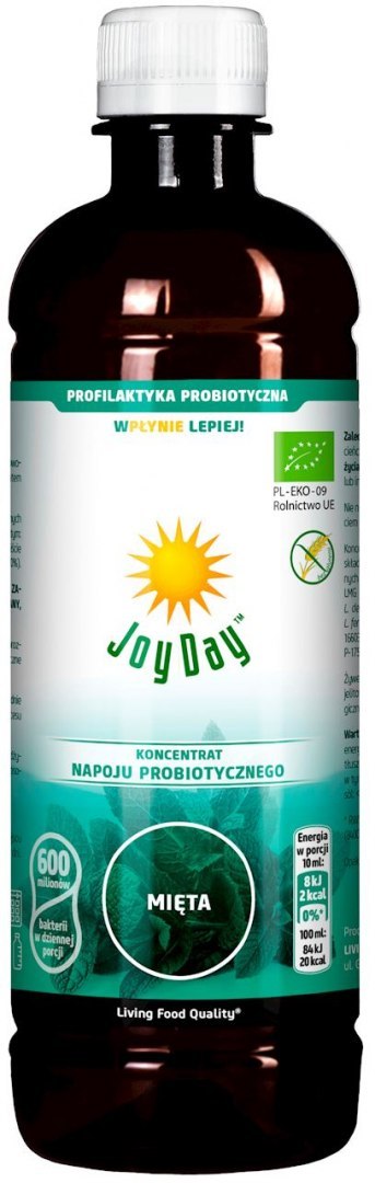 KONCENTRAT NAPOJU PROBIOTYCZNEGO MIĘTA BEZGLUTENOWY BIO 500 ml - JOY DAY JOY DAY (napoje probiotyczne) KONCENTRAT NAPOJU PROBIOTYCZNEGO MIĘTA BEZGLUTENOWY BIO 500 ml - JOY DAY JOY DAY (napoje probiotyczne)