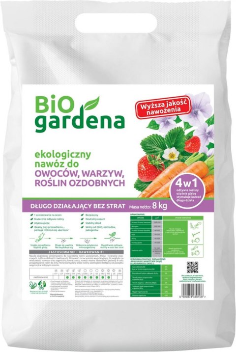 NAWÓZ DO OWOCÓW, WARZYW, ROŚLIN OZDOBNYCH ECO 8 kg - BIOGARDENA BIOGARDENA (nawozy)