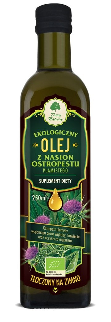 OLEJ Z OSTROPESTU PLAMISTEGO TŁOCZONY NA ZIMNO BIO 250 ml - DARY NATURY DARY NATURY - inne OLEJ Z OSTROPESTU PLAMISTEGO TŁOCZONY NA ZIMNO BIO 250 ml - DARY NATURY DARY NATURY - inne