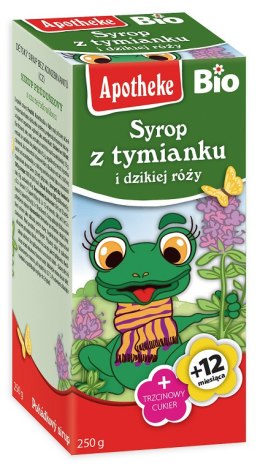 SYROP DLA DZIECI Z TYMIANKU I DZIKIEJ RÓŻY PO 1 ROKU BIO 250 g - APOTHEKE APOTHEKE (herbatki dla dzieci, dorosłych, błonnik