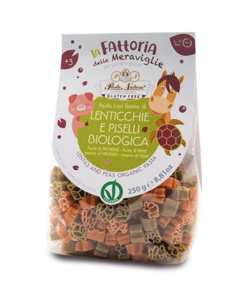 MAKARON (Z SOCZEWICY I GROSZKU) DLA DZIECI ZWIERZĘTA FARMA BEZGLUTENOWY BIO 250 g - PASTA NATURA PASTA NATURA (makarony bezglutenowe) MAKARON (Z SOCZEWICY I GROSZKU) DLA DZIECI ZWIERZĘTA FARMA BEZGLUTENOWY BIO 250 g - PASTA NATURA PASTA NATURA (makarony bezglutenowe)