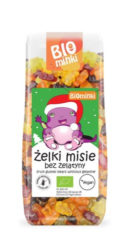 ŻELKI MISIE BEZ ŻELATYNY BEZGLUTENOWE BIO 150 g - BIOMINKI (EDYCJA ŚWIĄTECZNA) (PRODUKT SEZONOWY) BIOMINKI (przekąski dla dzieci, kaszki)