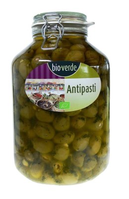 OLIWKI ZIELONE NADZIEWANE MIGDAŁAMI Z ZIOŁAMI W OLEJU BIO 4,75 kg (SŁOIK) - BIO-VERDE BIO-VERDE (oliwki, sery, makarony, przystawki)